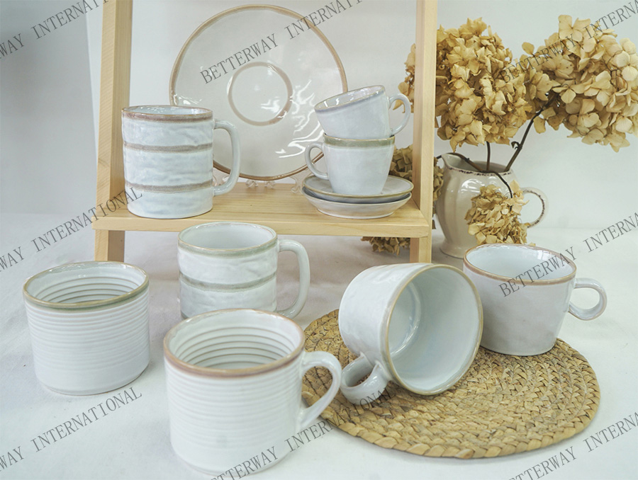 Stoneware dinnerware reactive glaze embossed
