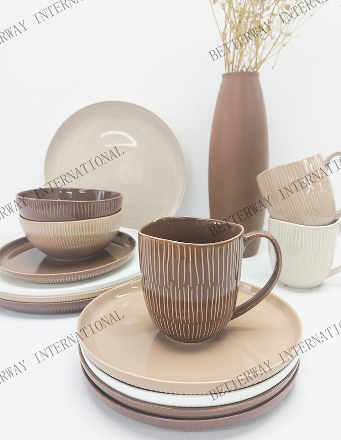 New bone china dinnerware with embossed