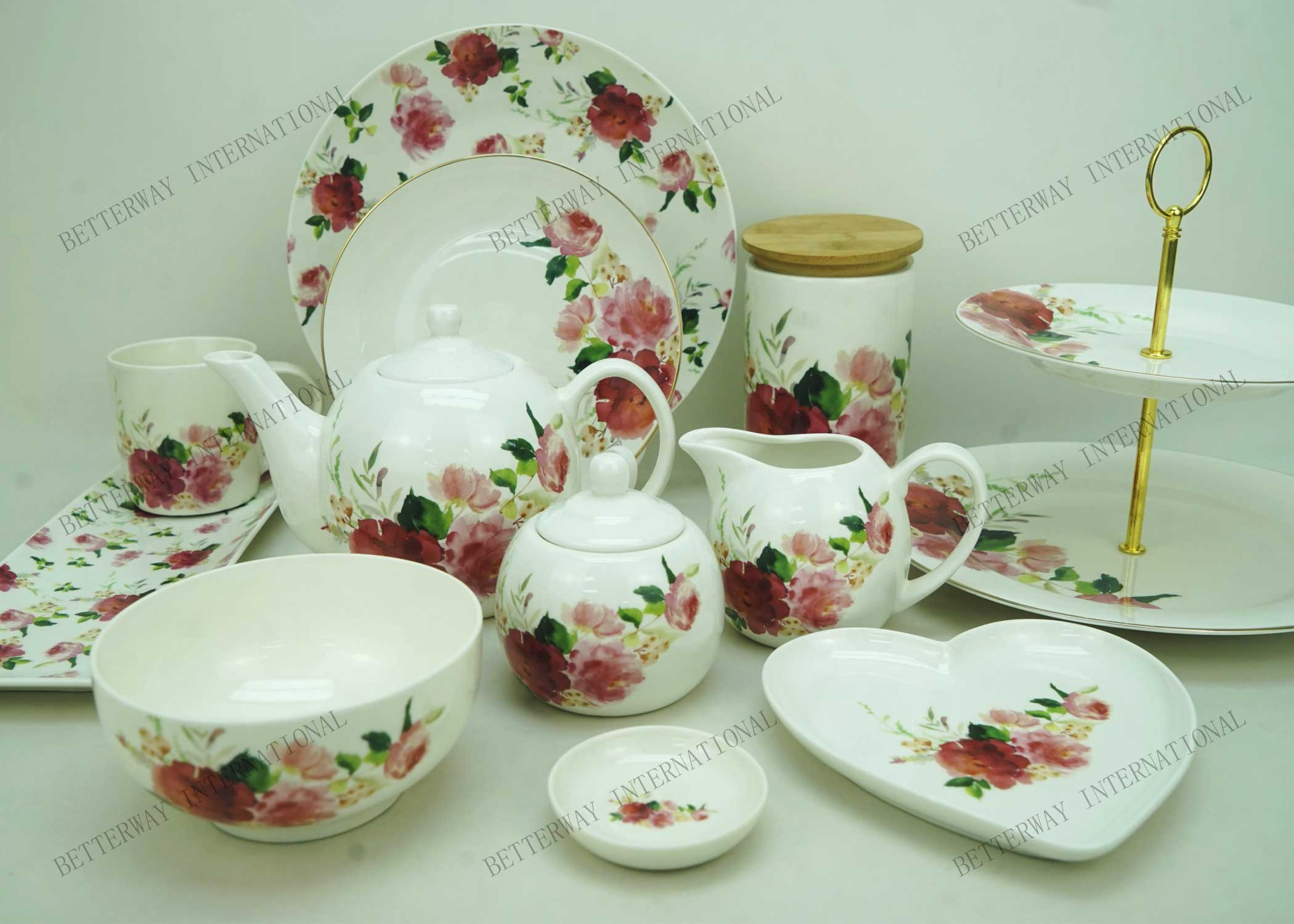 New bone china dinnerware with rose design