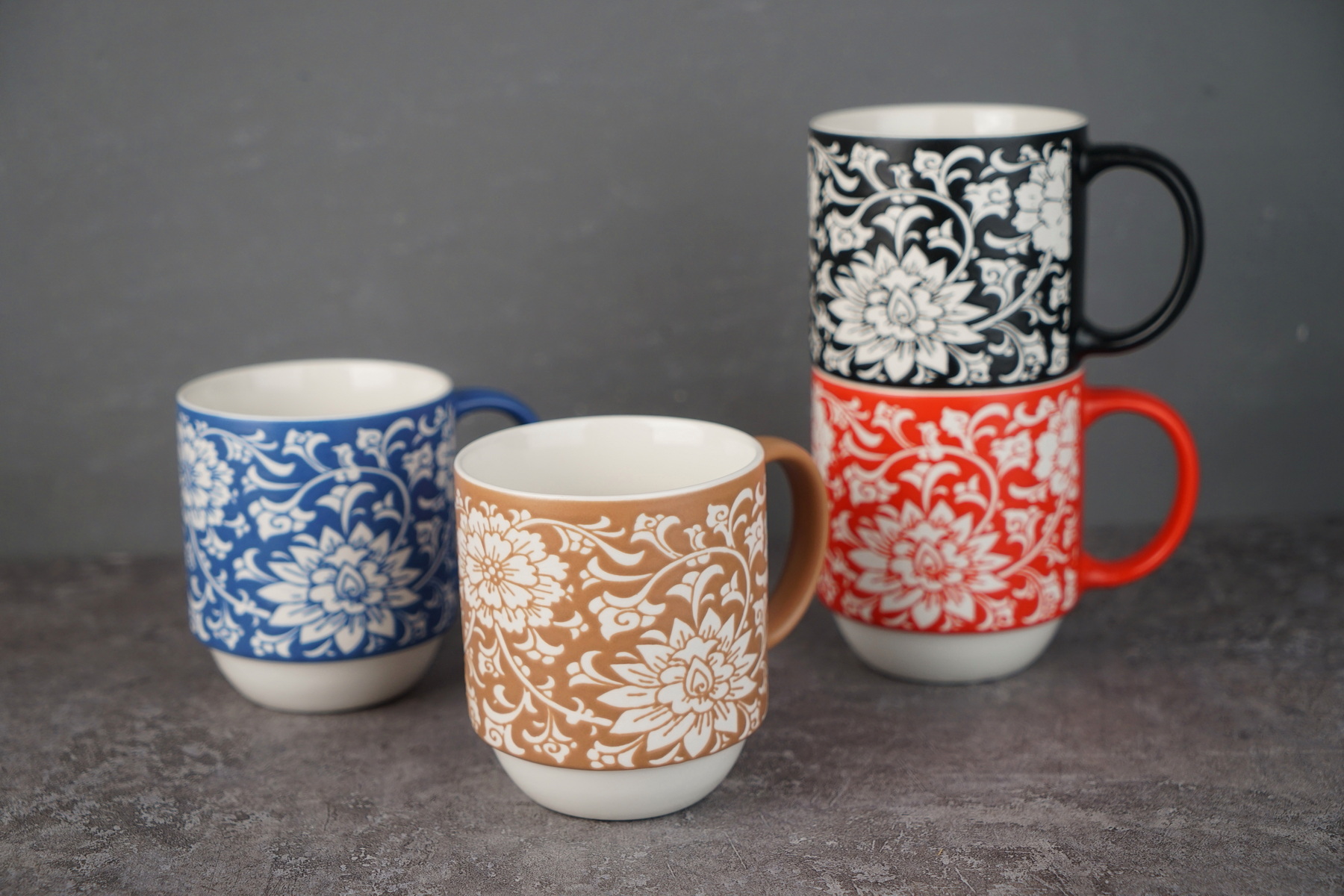 new bone china stackable coffee mug set