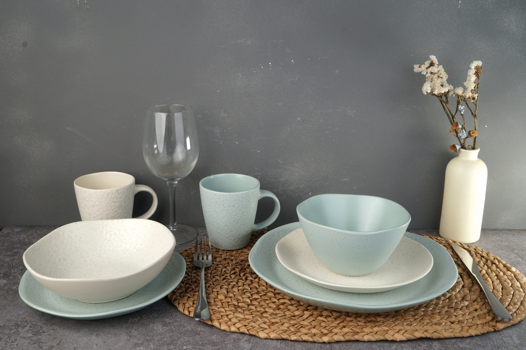 stoneware irregular shape dinnerware set