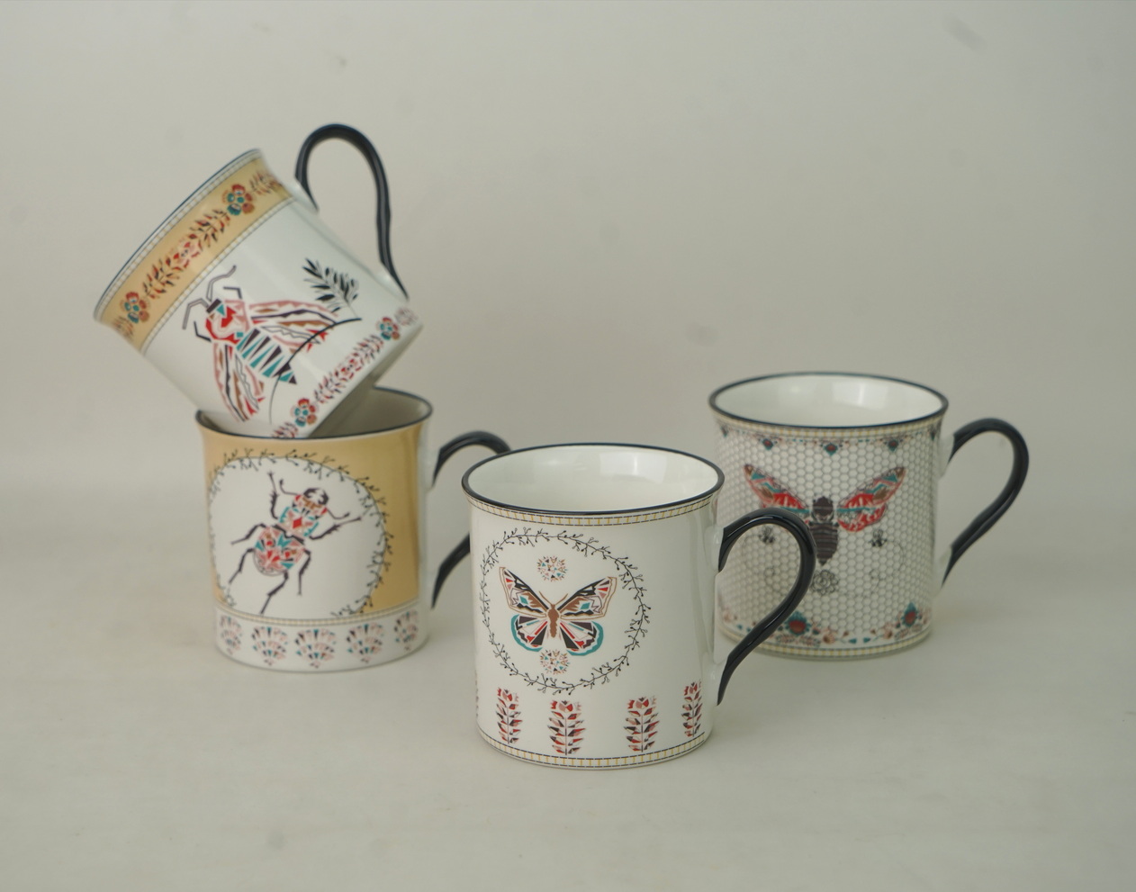 new bone china coffee mug with insect design
