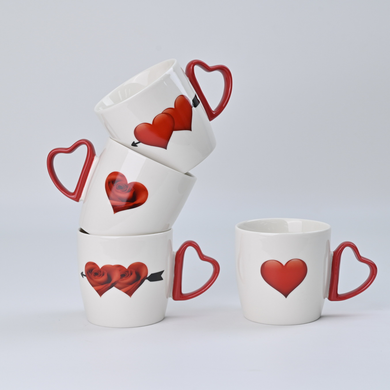 new bone china coffee mug with hearted shape handle