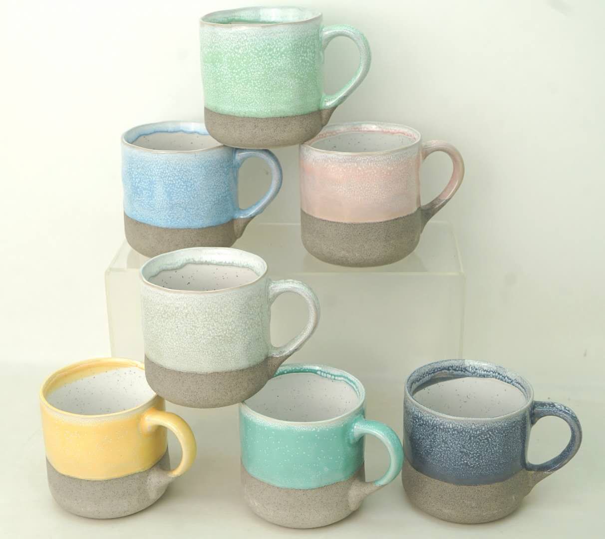 stoneware coffee mug set reactive glaze with rough glaze BH574