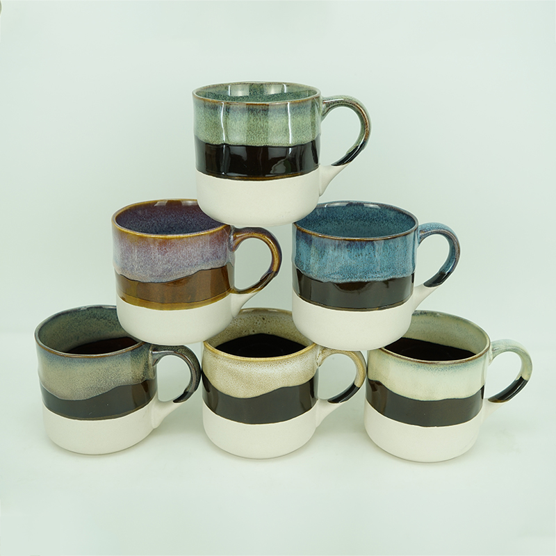 stoneware coffee mug set with reactive glaze rouge glaze BH708