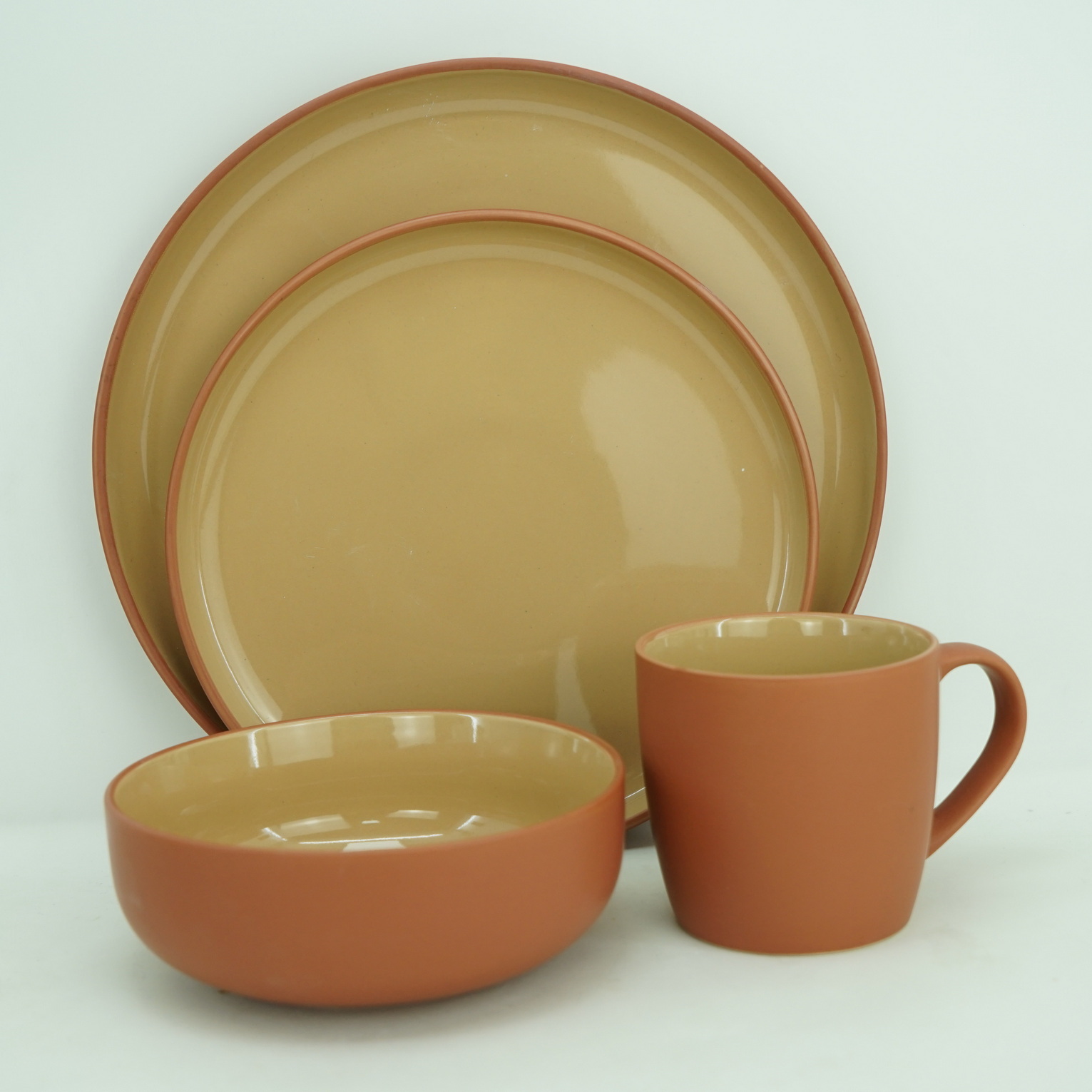 stoneware dinnerware set inside shiny/outside matt nomal color glaze