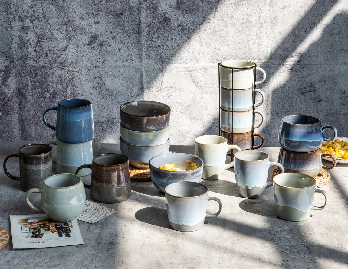 stoneware reactive glaze mug set