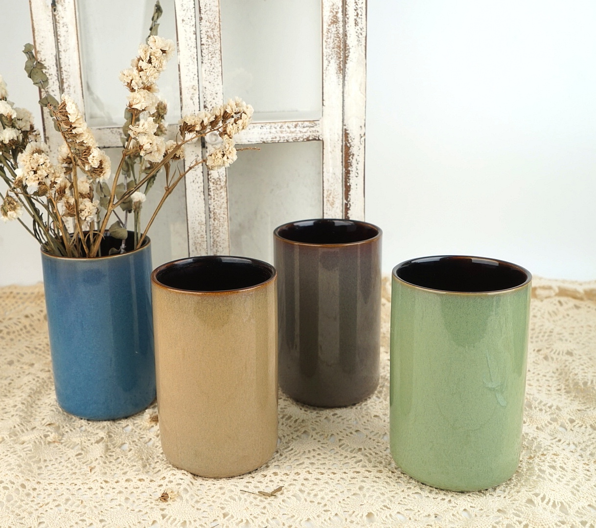 stoneware reactive glaze vase