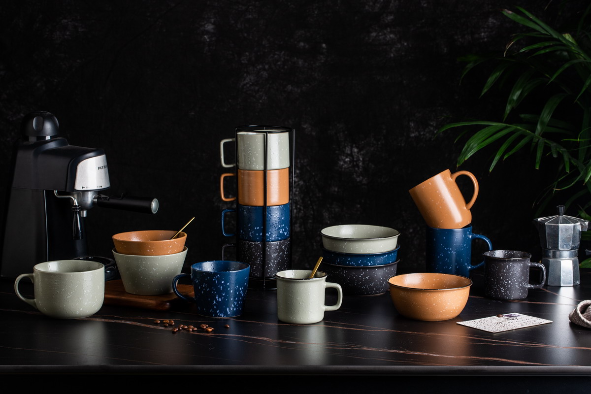 stoneware dinnerware set with speckle