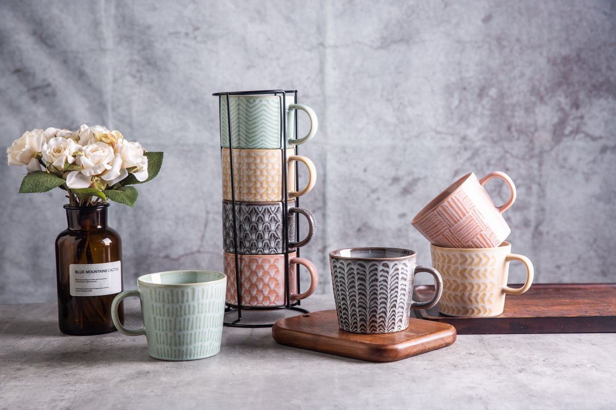 stoneware coffee mug set nordic color