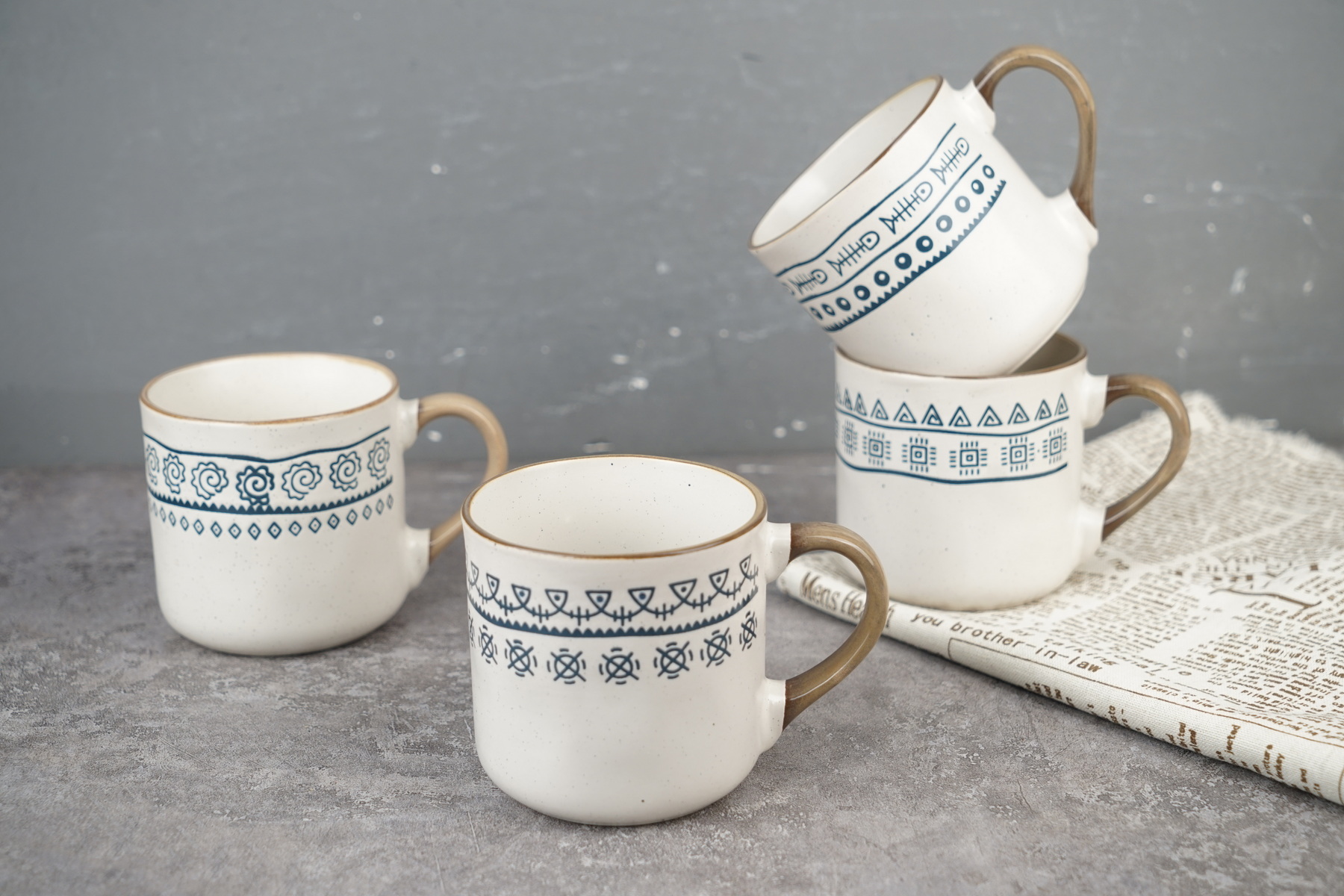 stoneware mug embossed pattern