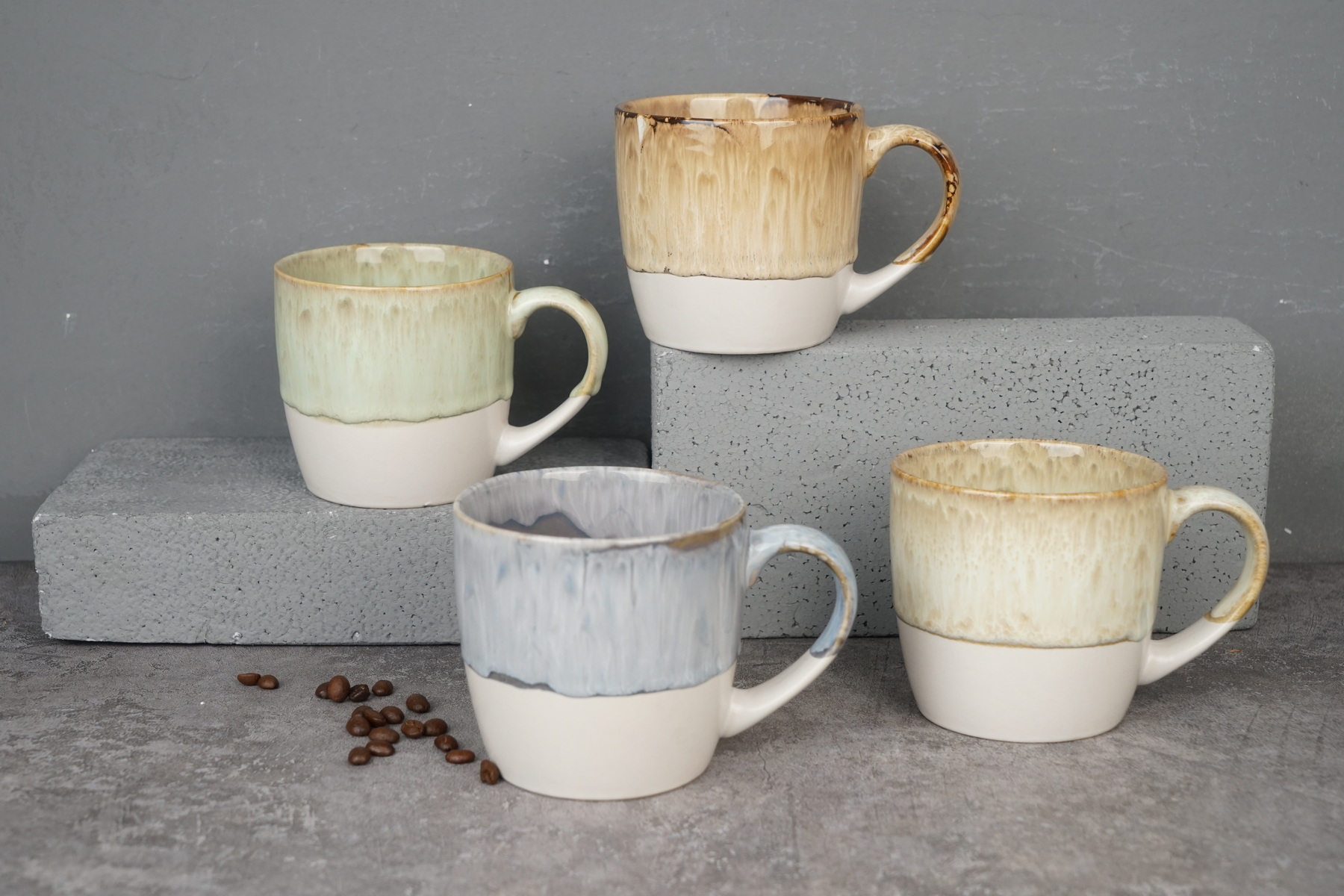 stoneware mug set reactive glaze LS102