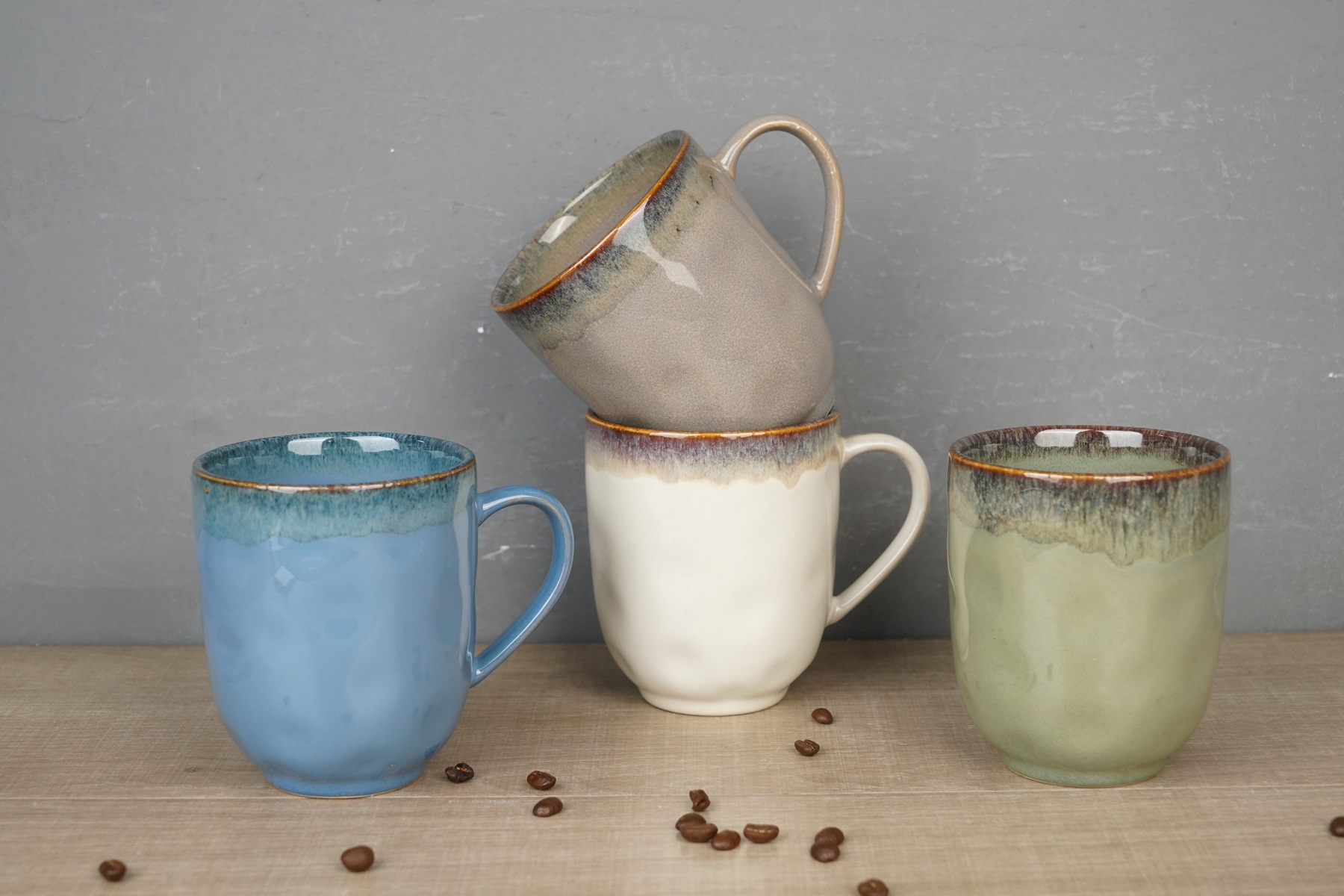 stoneware mug set reactive glaze LS101