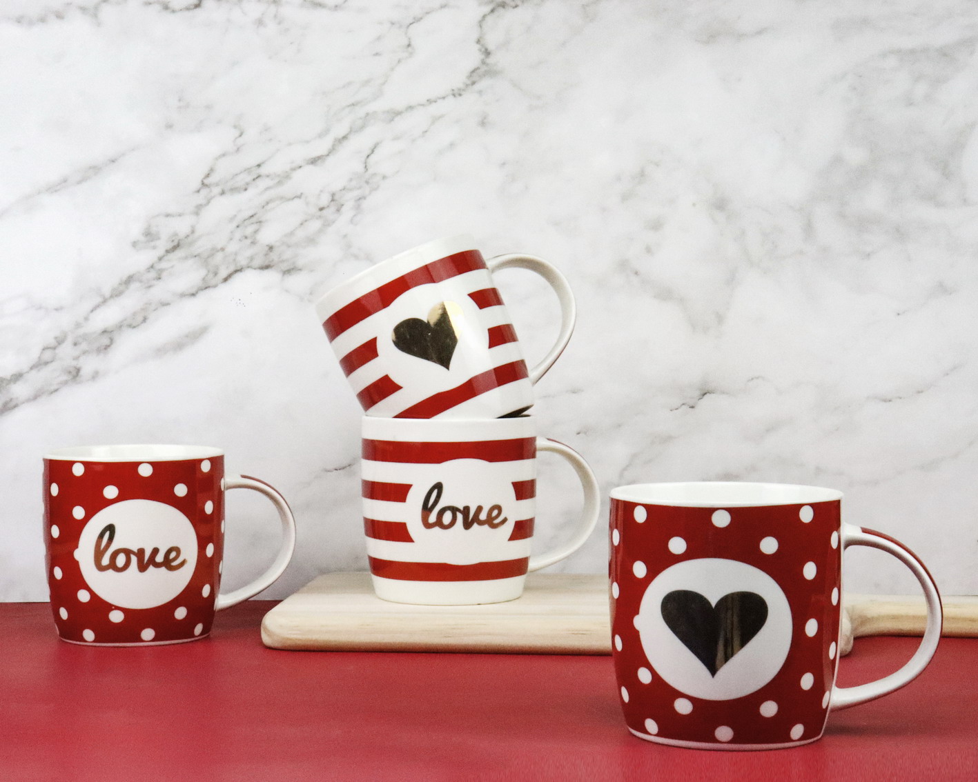 new bone china coffee mug set with heart design TX