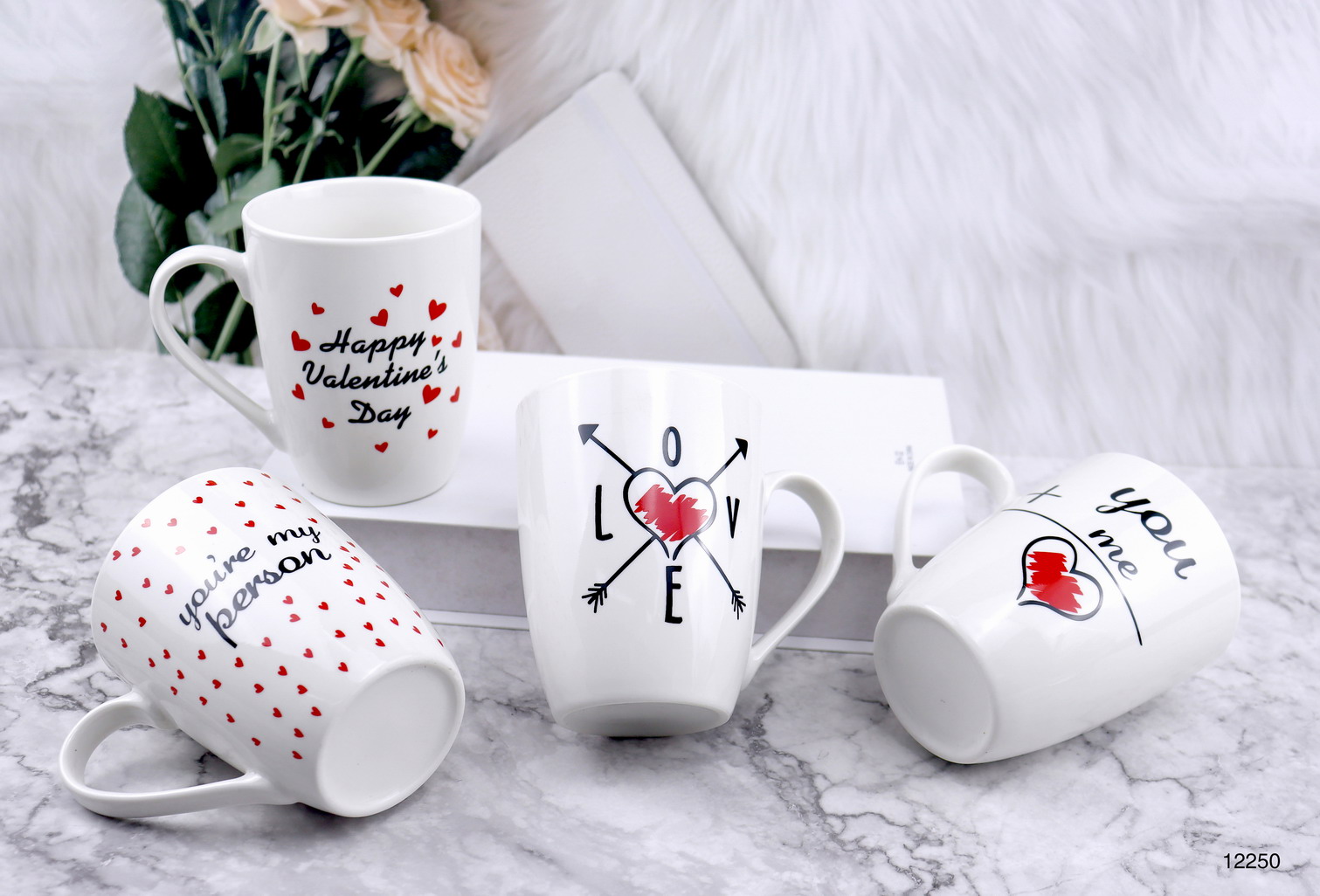 new bone china coffee mug set with valentine design TX