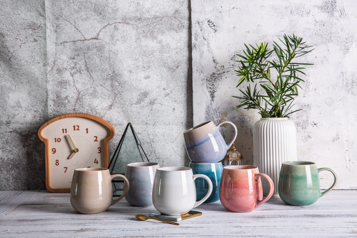 stoneware belly shape coffee tea mug set YX