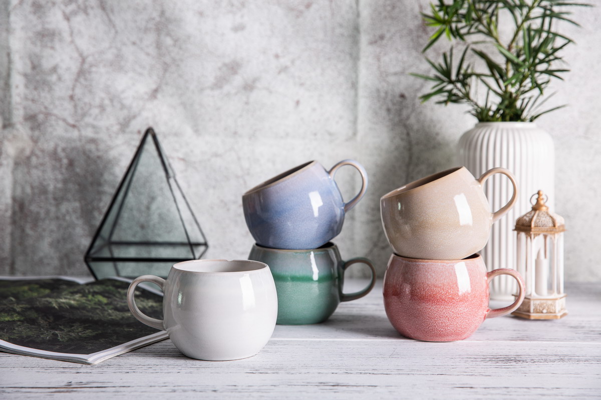 stoneware belly shape coffee tea mug set YX