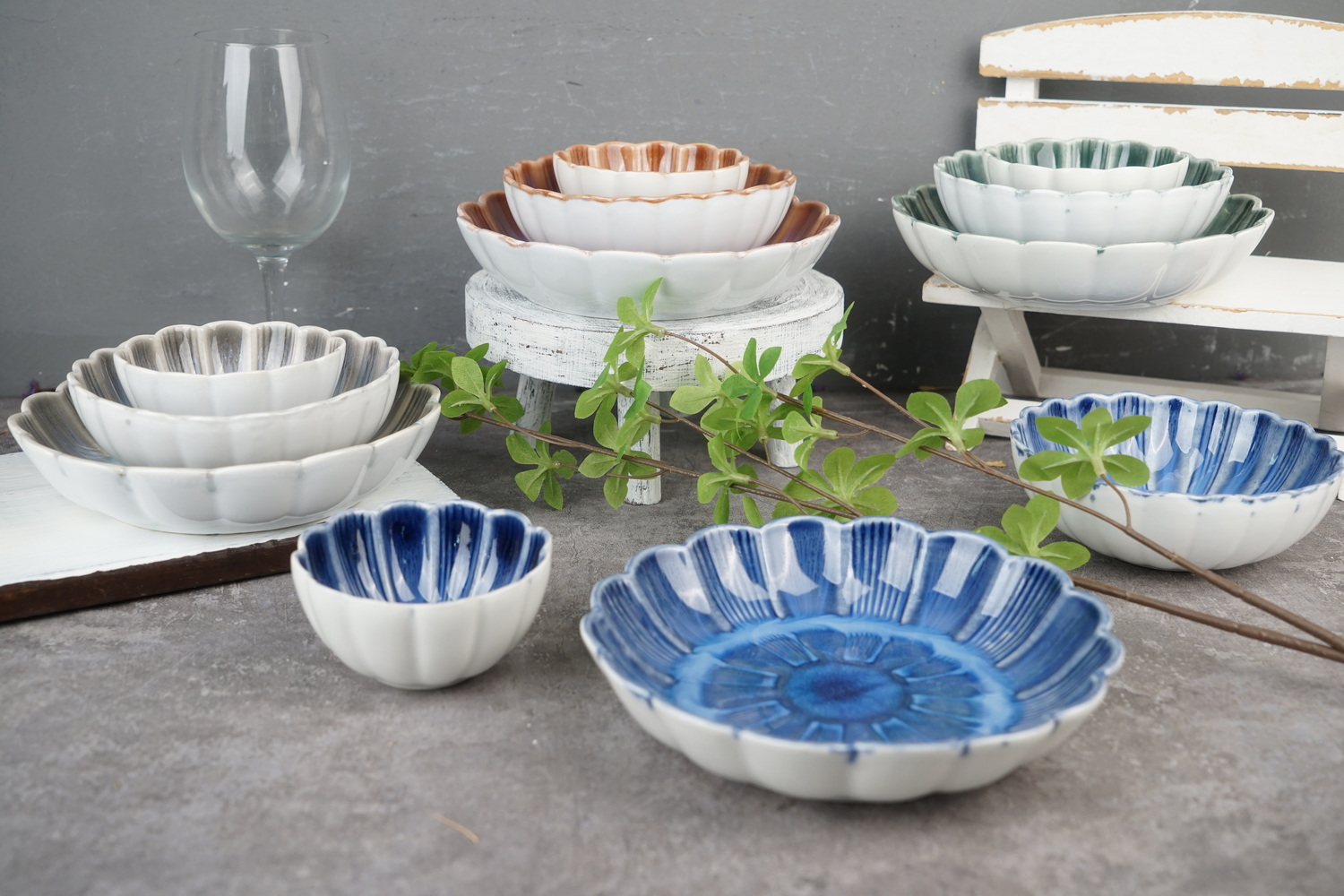new bone china bowl set reactive glaze YH058/YH059