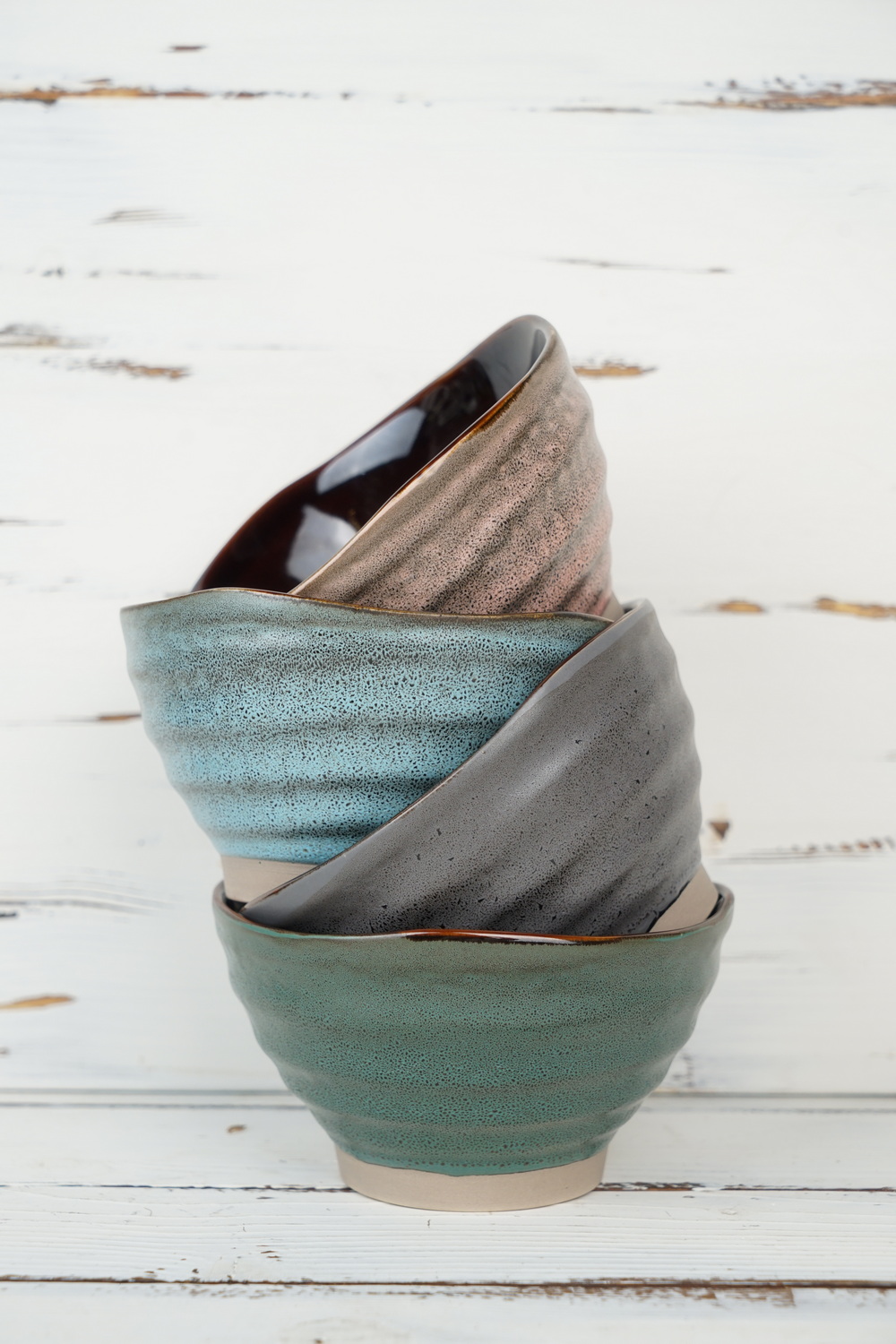 Stoneware  bowl set reactive glaze BH