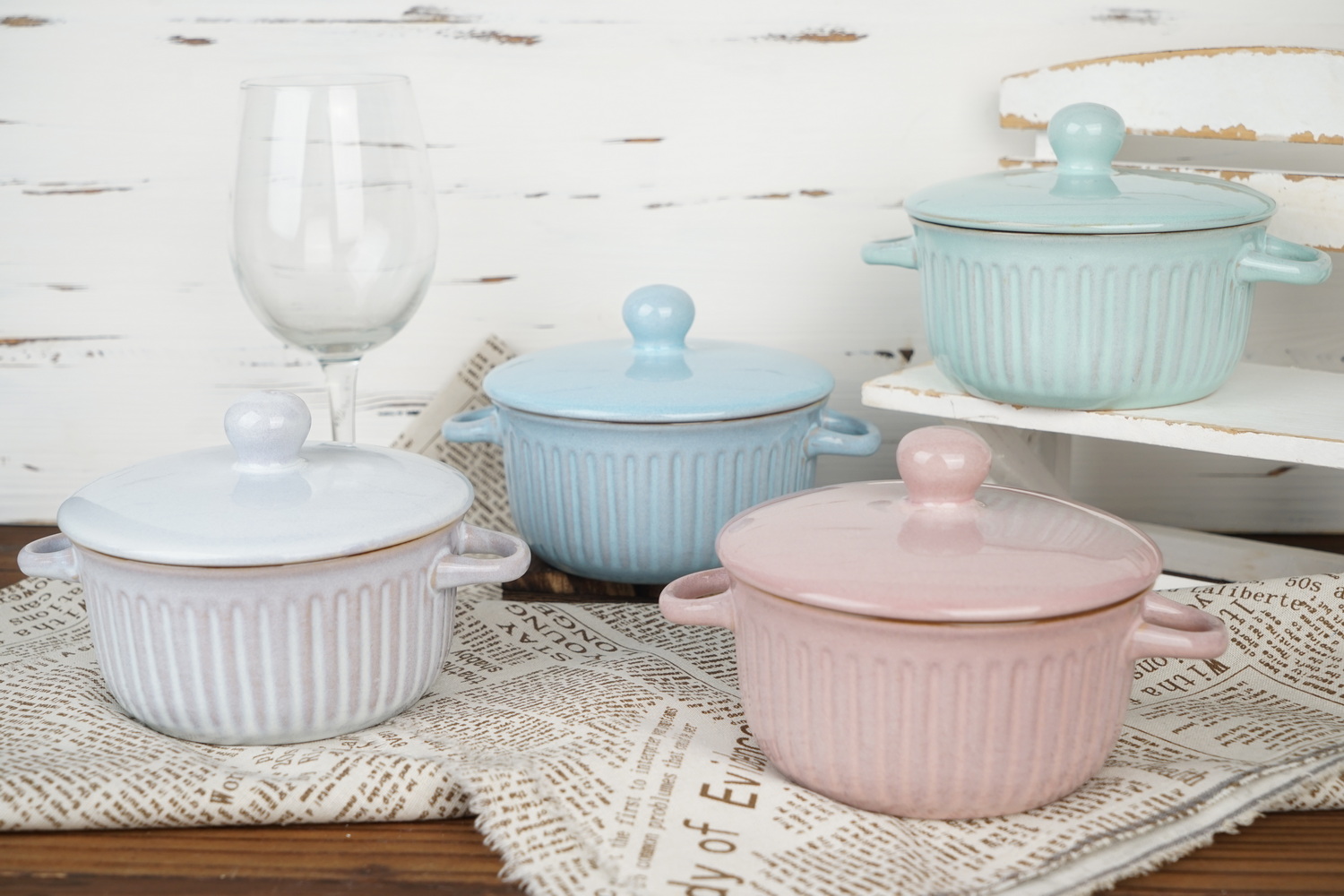 Stoneware  bowl set reactive glaze BH726