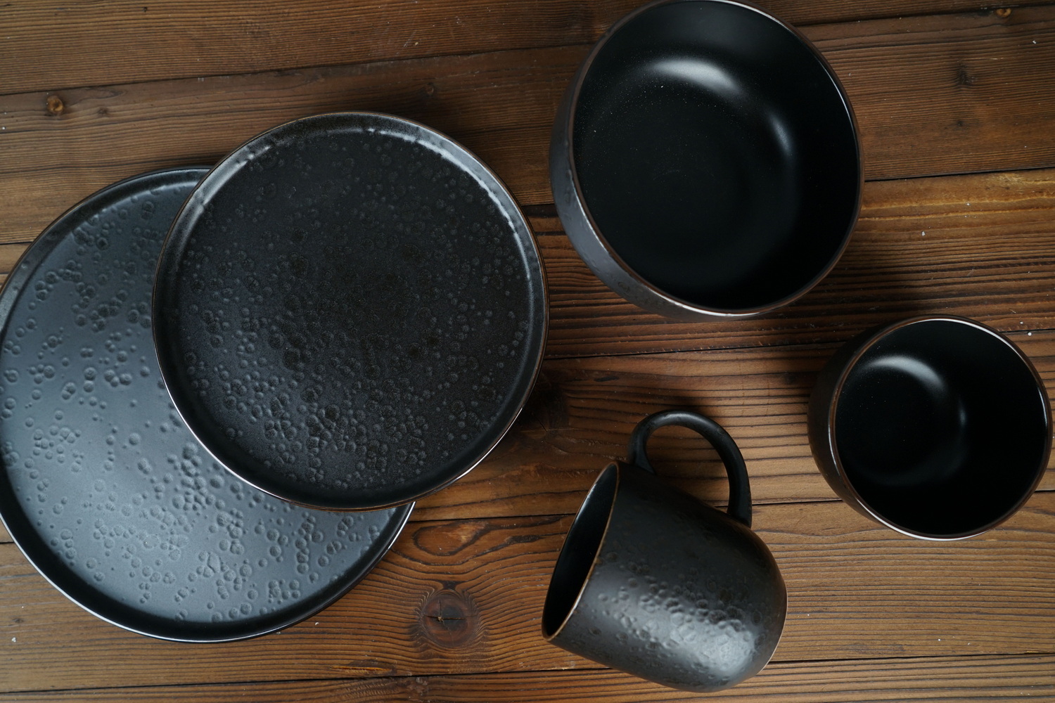 stoneware black color dinnerware set QX706
