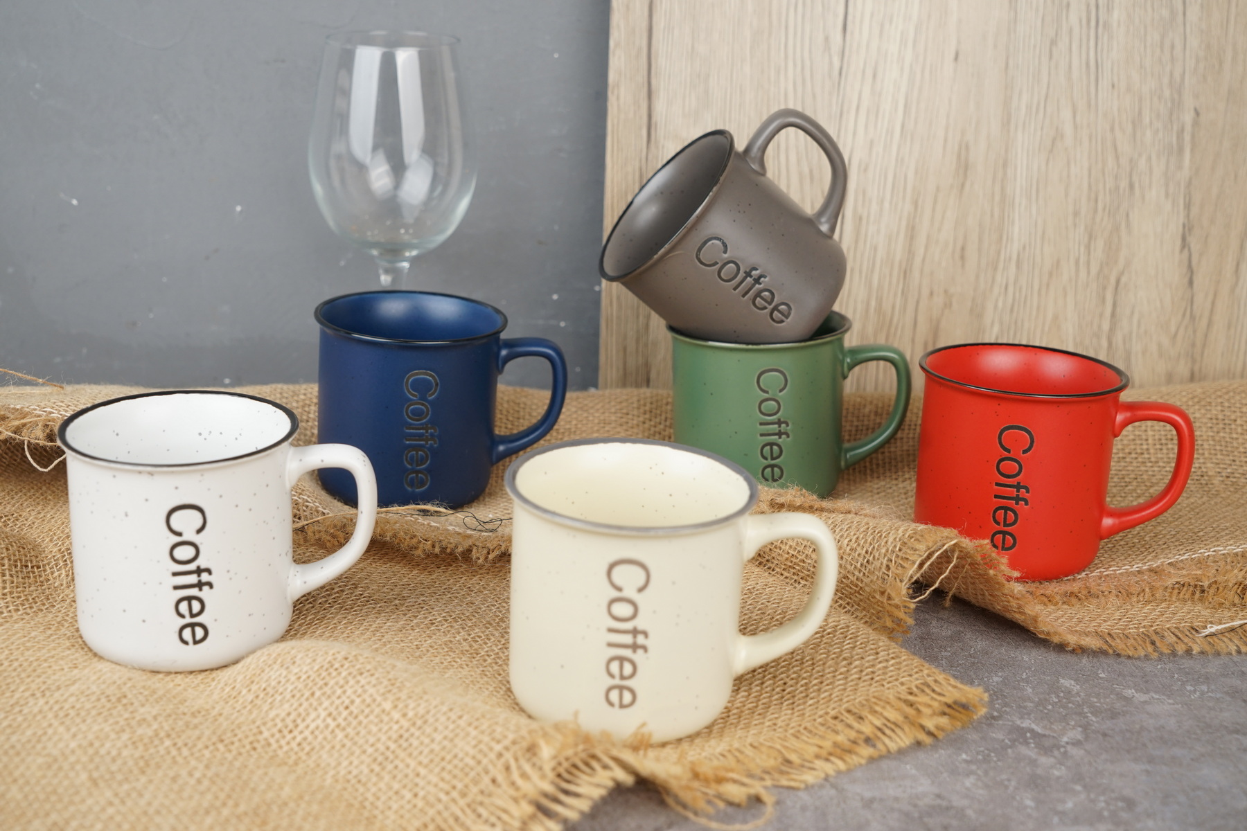 Stoneware mug with coffee design LS152