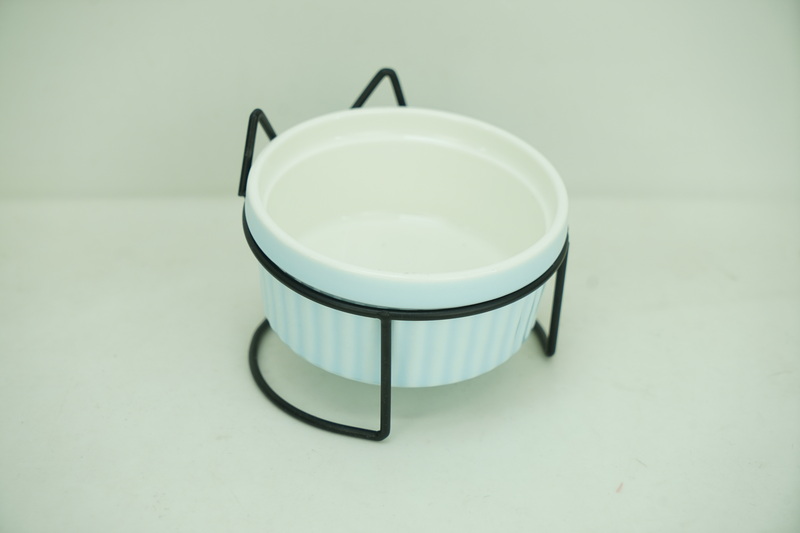 2x new bone china 200ml pet bowl with plastic holder and bottle PE9017