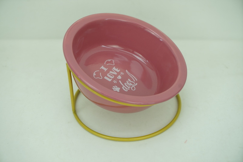 1x stoneware 350ml pet bowl with iron holder  PE9069 PE9070