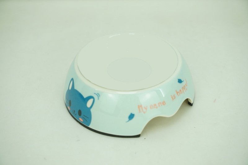 1x new bone china 80ml pet bowl with melamine printing holder PE9077