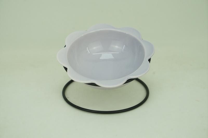 1x new bone china 300ml pet bowl with iron holder PE9092