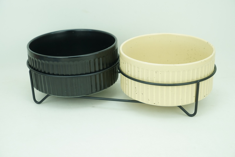 2x new bone china 1100ml pet bowl with iron holder PE9099